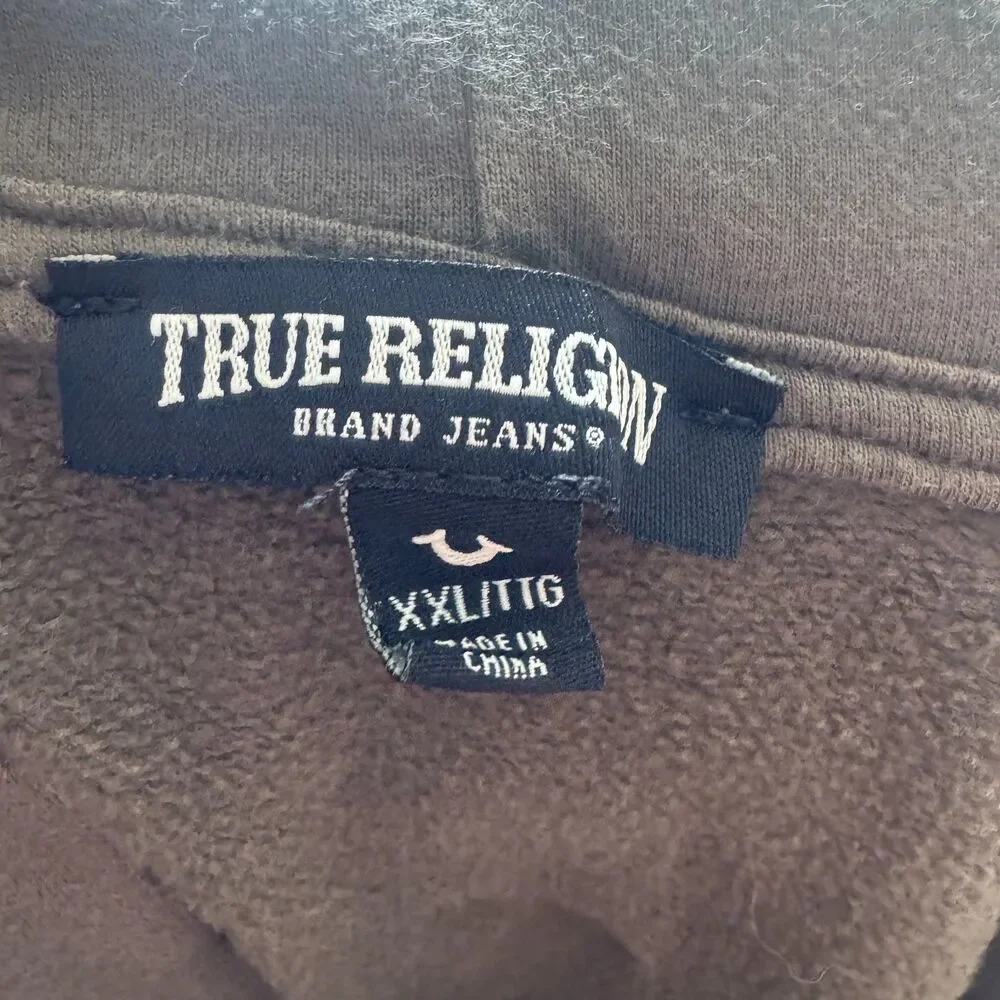 True Religion Hoodie Y2K Olive Brown Graphic Horseshoe Fashion 4 The Senses XXL